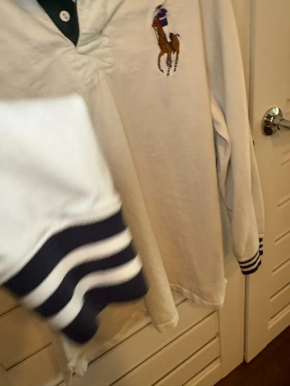 Vintage Polo Ralph Lauren Big Pony Rugby Shirt White XL Number 3 Long Sleeve